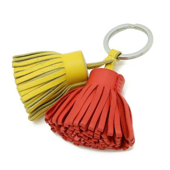 HERMES Carmen Unodos Key Ring Keychain Tassel Charm Agnumilo Orange Red Yellow